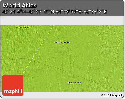 Physical 3D Map of the Area around 42° 35' 40" N, 62° 7' 30" E