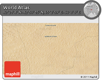 Satellite 3D Map of the Area around 42° 35' 40" N, 65° 31' 30" E