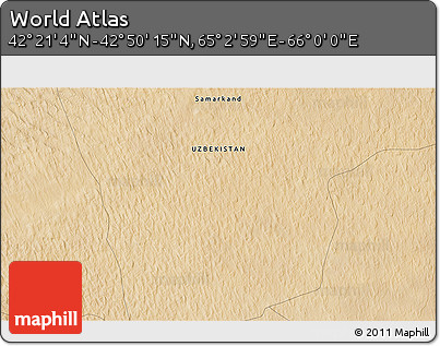 Satellite 3D Map of the Area around 42° 35' 40" N, 65° 31' 30" E