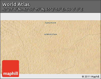 Satellite 3D Map of the Area around 42° 35' 40" N, 65° 31' 30" E