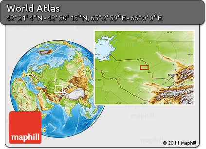 Physical Location Map of the Area around 42° 35' 40" N, 65° 31' 30" E
