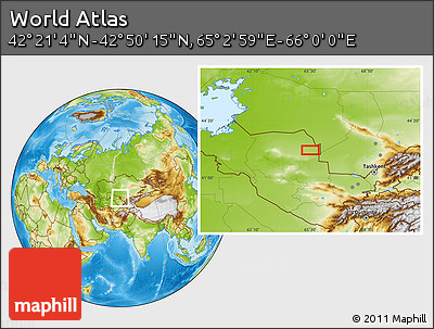 Physical Location Map of the Area around 42° 35' 40" N, 65° 31' 30" E
