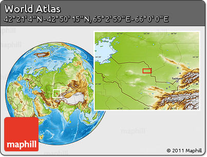 Physical Location Map of the Area around 42° 35' 40" N, 65° 31' 30" E