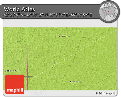 Physical 3D Map of the Area around 42° 35' 40" N, 66° 22' 30" E