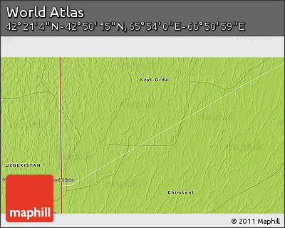 Physical 3D Map of the Area around 42° 35' 40" N, 66° 22' 30" E