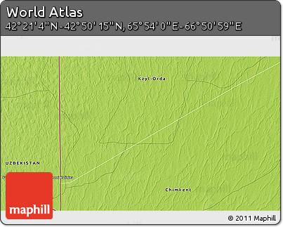 Physical 3D Map of the Area around 42° 35' 40" N, 66° 22' 30" E