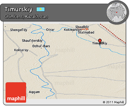 Shaded Relief Panoramic Map of Timurskiy