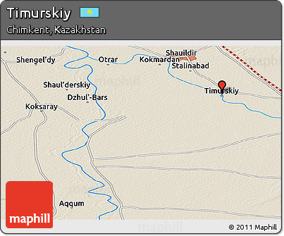 Shaded Relief Panoramic Map of Timurskiy