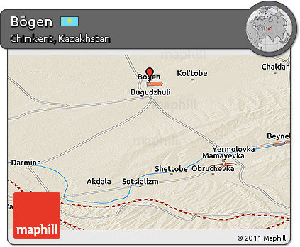 Shaded Relief Panoramic Map of Bögen