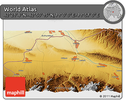 Physical 3D Map of the Area around 42° 35' 40" N, 71° 28' 29" E