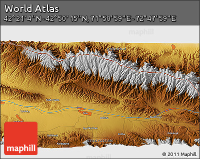 Physical 3D Map of the Area around 42° 35' 40" N, 72° 19' 29" E