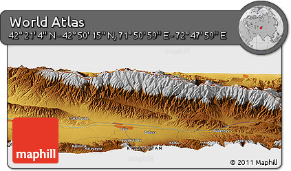 Physical Panoramic Map of the Area around 42° 35' 40" N, 72° 19' 29" E