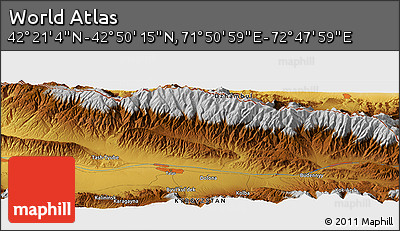 Physical Panoramic Map of the Area around 42° 35' 40" N, 72° 19' 29" E