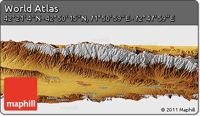 Physical Panoramic Map of the Area around 42° 35' 40" N, 72° 19' 29" E