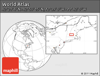 Blank Location Map of the Area around 42° 35' 40" N, 72° 10' 30" W