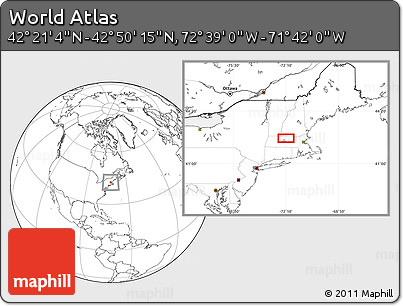 Blank Location Map of the Area around 42° 35' 40" N, 72° 10' 30" W