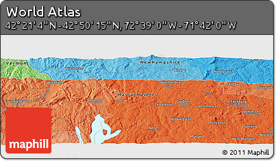 Political Panoramic Map of the Area around 42° 35' 40" N, 72° 10' 30" W