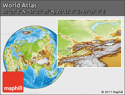 Physical Location Map of the Area around 42° 35' 40" N, 73° 10' 30" E