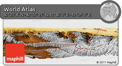 Physical Panoramic Map of the Area around 42° 35' 40" N, 73° 10' 30" E