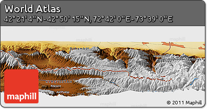 Physical Panoramic Map of the Area around 42° 35' 40" N, 73° 10' 30" E
