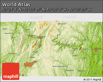 Physical 3D Map of the Area around 42°&nbsp;35'&nbsp;40"&nbsp;N,&nbsp;73°&nbsp;1'&nbsp;30"&nbsp;W