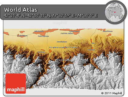Physical 3D Map of the Area around 42° 35' 40" N, 74° 1' 30" E