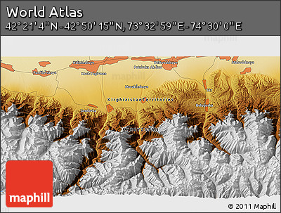 Physical 3D Map of the Area around 42° 35' 40" N, 74° 1' 30" E