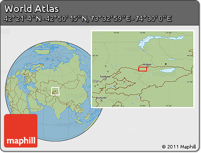 Savanna Style Location Map of the Area around 42° 35' 40" N, 74° 1' 30" E