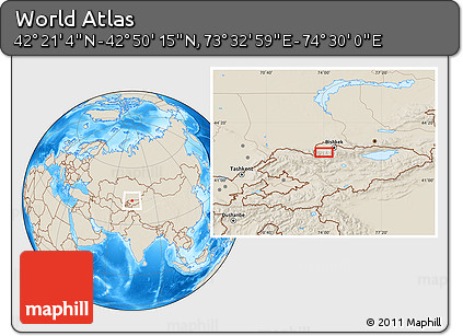 Shaded Relief Location Map of the Area around 42° 35' 40" N, 74° 1' 30" E