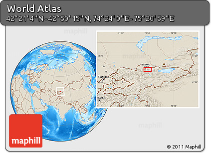 Shaded Relief Location Map of the Area around 42° 35' 40" N, 74° 52' 30" E