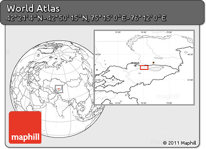 Blank Location Map of the Area around 42° 35' 40" N, 75° 43' 29" E