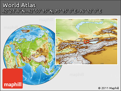 Physical Location Map of the Area around 42° 35' 40" N, 75° 43' 29" E