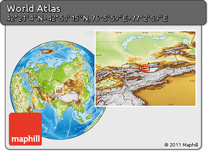 Physical Location Map of the Area around 42° 35' 40" N, 76° 34' 29" E
