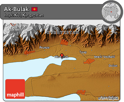 Physical 3D Map of Ak-Bulak