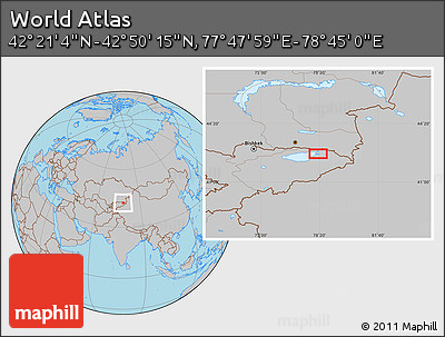 Gray Location Map of the Area around 42° 35' 40" N, 78° 16' 30" E