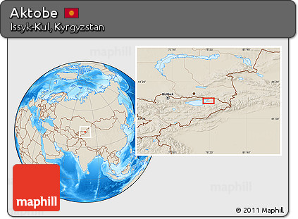 Shaded Relief Location Map of Aktobe
