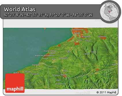 Satellite 3D Map of the Area around 42° 35' 40" N, 78° 58' 29" W