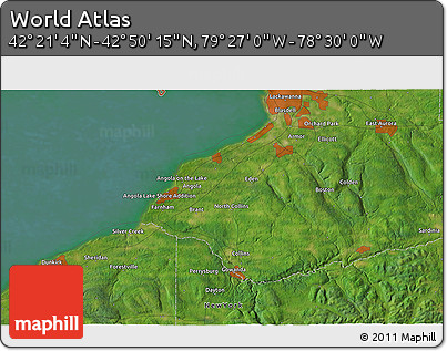 Satellite 3D Map of the Area around 42° 35' 40" N, 78° 58' 29" W