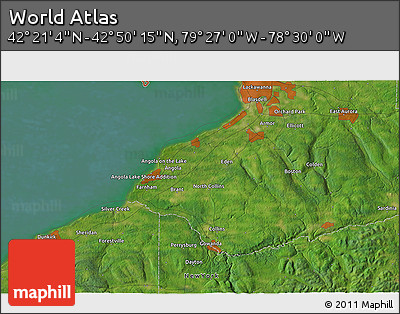 Satellite 3D Map of the Area around 42° 35' 40" N, 78° 58' 29" W
