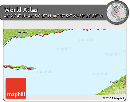 Physical 3D Map of the Area around 42° 35' 40" N, 79° 49' 29" W