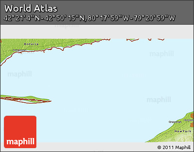 Physical 3D Map of the Area around 42° 35' 40" N, 79° 49' 29" W