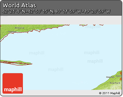 Physical 3D Map of the Area around 42° 35' 40" N, 79° 49' 29" W