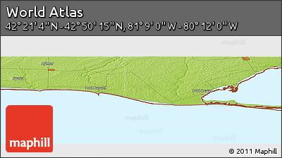 Physical Panoramic Map of the Area around 42° 35' 40" N, 80° 40' 30" W