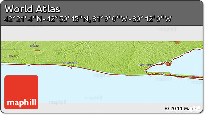 Physical Panoramic Map of the Area around 42° 35' 40" N, 80° 40' 30" W