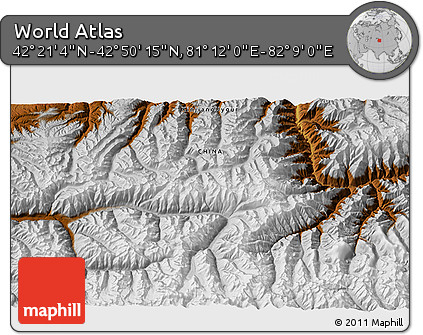 Physical 3D Map of the Area around 42° 35' 40" N, 81° 40' 30" E