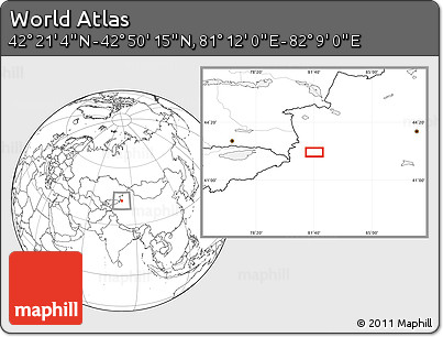 Blank Location Map of the Area around 42° 35' 40" N, 81° 40' 30" E