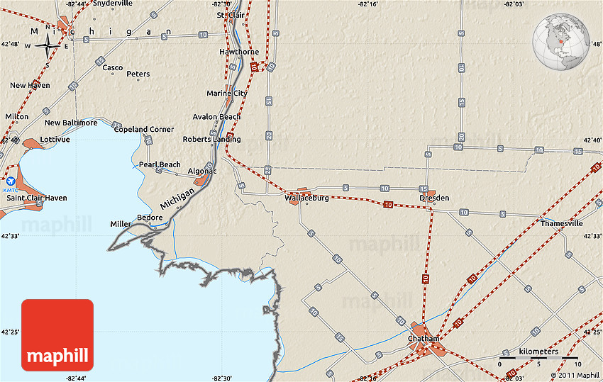 Shaded Relief Map of Sombra