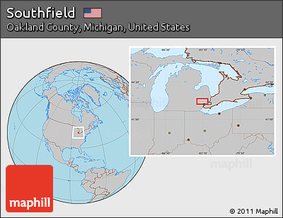Gray Location Map of Southfield