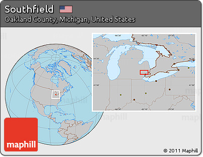 Gray Location Map of Southfield