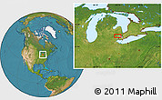 Satellite Location Map of the area around 42° 35' 40" N, 83° 13' 29" W